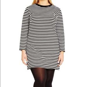 City Chic striped dress with sleeves